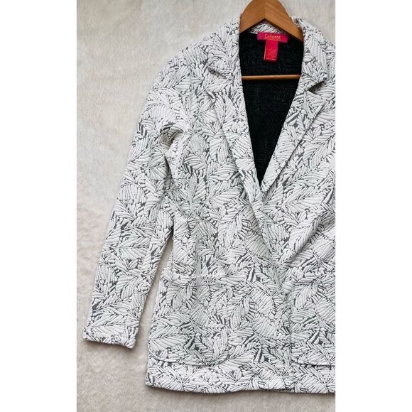 Catherine Malandrino White & Black Textured Knit Open Front Blazer, Size: Small - Picture 5 of 16